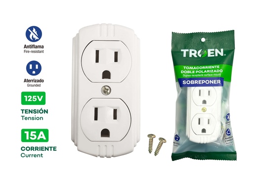 [8-734] TOMA DOBLE C/TIERRA SOBREPONER BLANCA TROEN 8-734