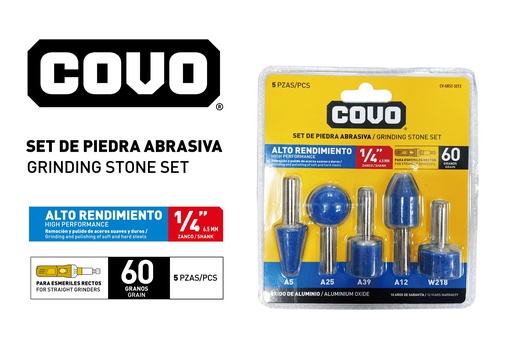 [8-744] SET DE PULIR x 5 PCS ALTO RENDIMIENTO COVO 8-744