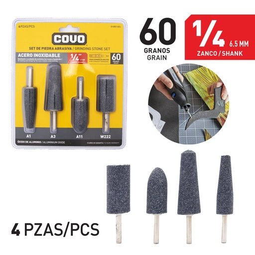 [8-745] SET DE PULIR x 4 PCS ACERO INOX COVO 8-745