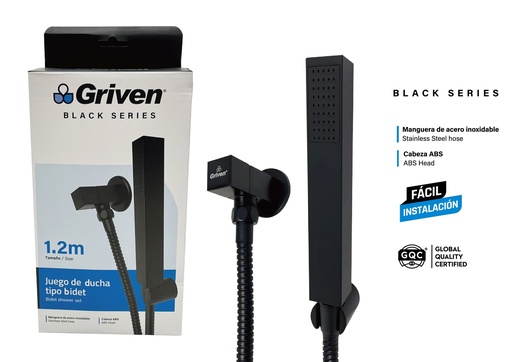 [8-751] DUCHA TELEFONO 1.2M GRIVEN BLACK 8-751