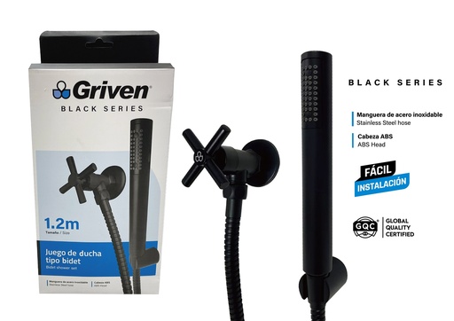[8-753] DUCHA TELEFONO 1.2M GRIVEN BLACK 8-753