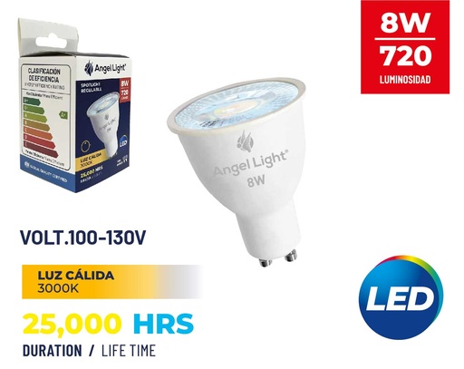 [8-827] BOMBILLO DICROICO LED 8W GU10 LUZ CALIDA ANGEL L 8-827