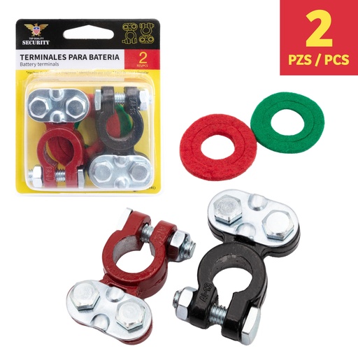 [8-832] BORNES P/BATERIA BLISTER x 2 UNID SECURITY 8-832