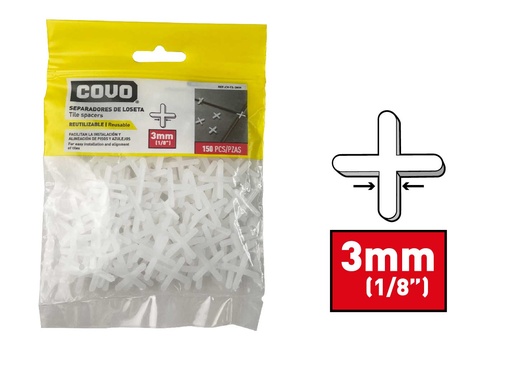 [8-834] SEPARADOR P/PORCELANA 3MM x 150 UNID COVO 8-834