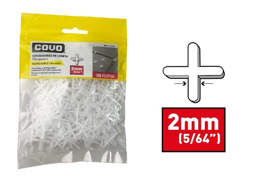 [8-835] SEPARADOR P/PORCELANA 2MM x 200 UNID COVO 8-835