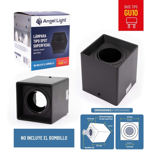 [8-858] LAMPARA LED CUAD SUPERF NEGRA ANGEL L 8-858