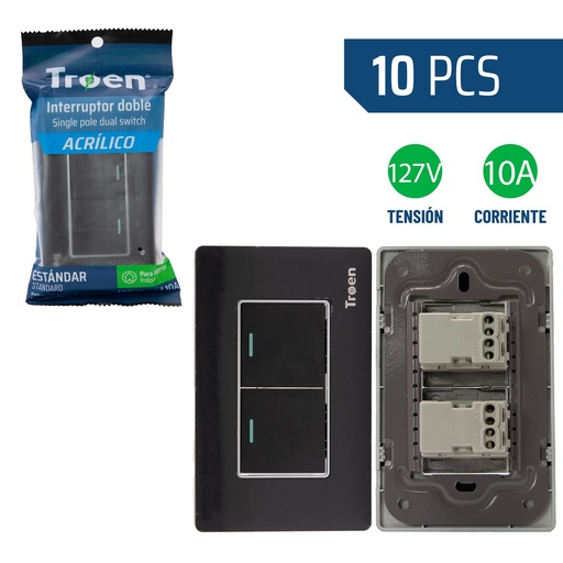 [8-926] INTERRUPTOR DOBLE ACRfILICO NEGRO TROEN 8-926