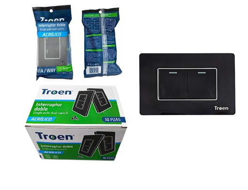 [8-927] INTERRUPTOR DOBLE ACRILICO NEGRO 3 WAY TROEN 8-927