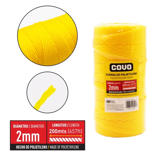 [8-981] GUARAL 2MM x 200 MTS AMARILLO COVO 8-981