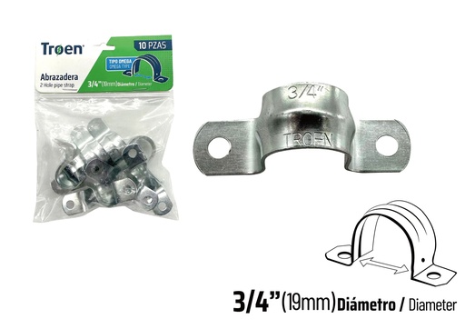 [8-994] ABRAZADERA EMT DOBLE x 3/4" x 10 UNID TROEN 8-994