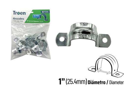 [8-996] ABRAZADERA EMT DOBLE x 1" x 10 UNID TROEN 8-996