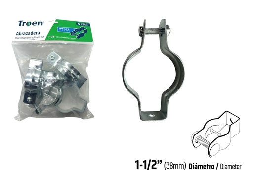 [9-016] ABRAZADERA  EMT CLIP x 1 1/2" x 5 UNID TROEN 9-016