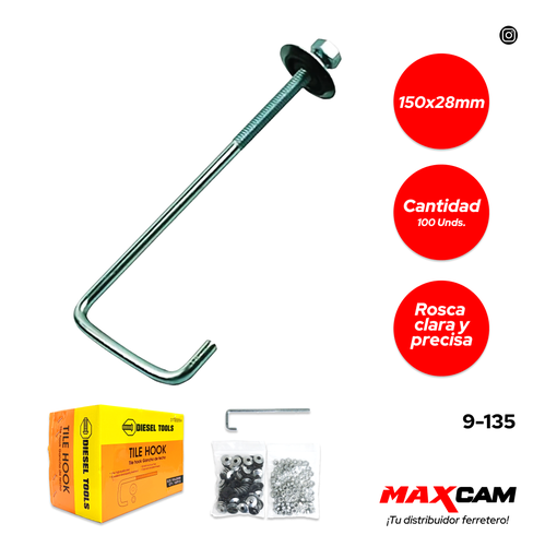 [9-135] GANCHO 3 x 1 LARGO (150mm) x 100UNID DIESEL T 9-135