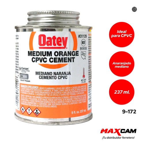 [9-172] PEGA SOLDAR NARANJA A C 1/16 OATEY 237ml 9-172