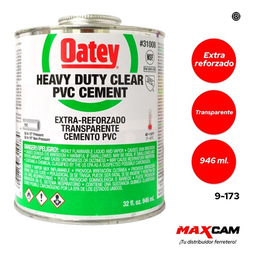 [9-173] PEGA SOLDAR VERDE ALTA PRESION 1/4 OATEY 946ml 9-173