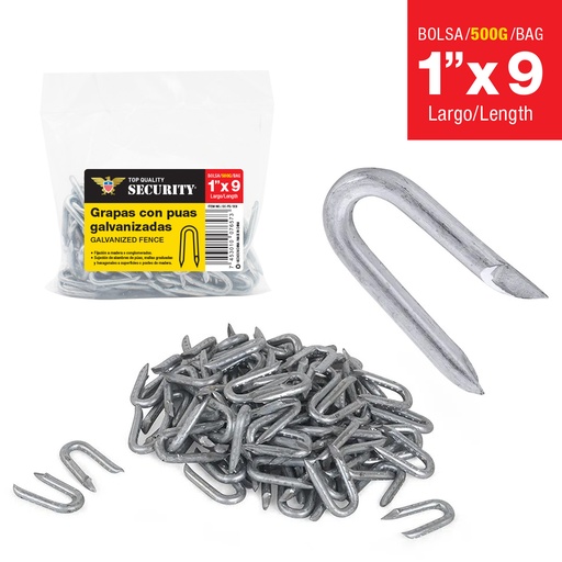 [7-027] GRAPA GALV 1 x 9 x 500 GRS SECURITY 7-027