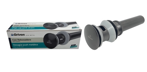 [7-047] DESAGUE LAVAMANO PUSH C/REB GRIVEN GUN METAL 7-047