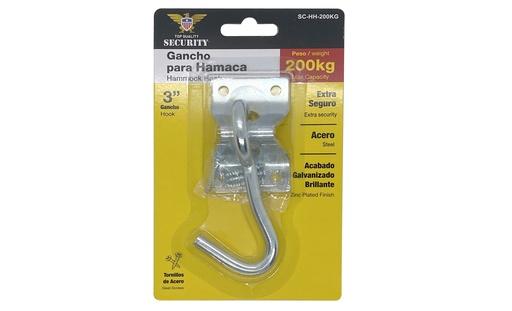 [7-054] GANCHO PARA HAMACA C/BASE 200 KG SECURITY 7-054