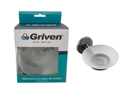 [7-124] JABONERA C/PLATO GRIVEN GUN METAL 7-124