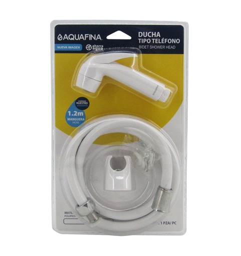 [7-182] DUCHA TELEFONO PLASTICA BLANCA 1,2 MTS AQUAFINA 7-182