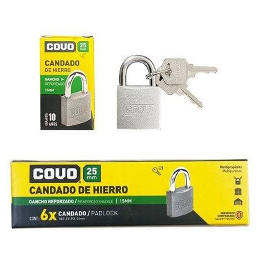 [7-212] CANDADO HIERRO ARCO 25MM COVO 7-212
