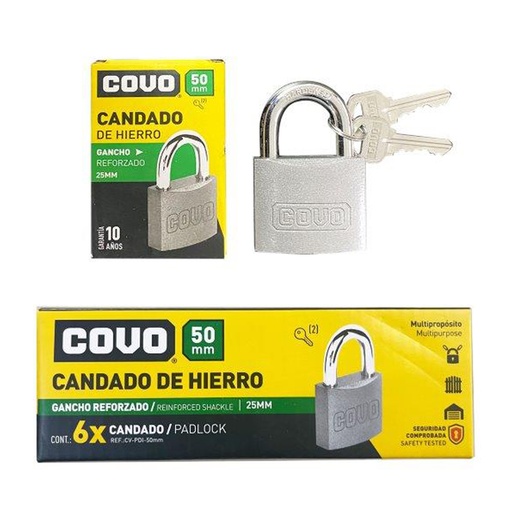 [7-216] CANDADO HIERRO ARCO 50MM COVO 7-216