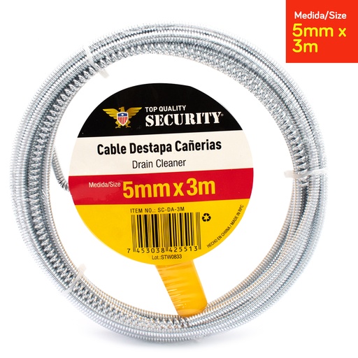 [7-230] GUAYA DESTAPA CAÑERIA 3M x 5MM SECURITY 7-230