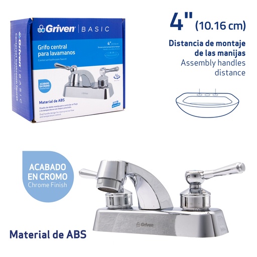 [7-236] LLAVE LAVAMANO DOBLE PLAST/CROM GRIVEN BASIC 7-236