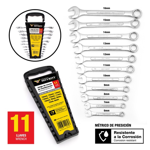 [7-279] JUEGO DE LLAVES COMBINADAS MM x 11 UNID SECURITY 7-279