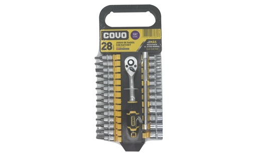 [7-308] JUEGO DADOS C/RACHET 1/4" 28 PCS COVO 7-308