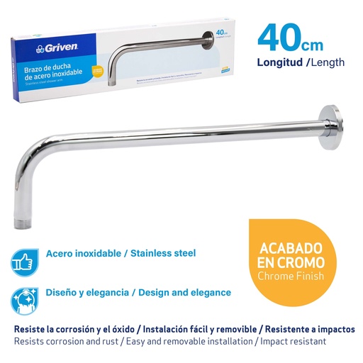 [7-352] BRAZO P/REGADERA REDONDO 40 CM GRIVEN 7-352