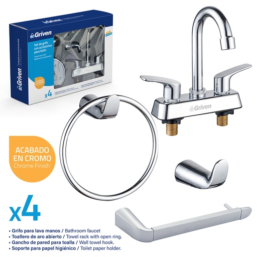 [7-412] LLAVE LAVAMANO DOBLE C/ACCESORIOS GRIVEN 7-412