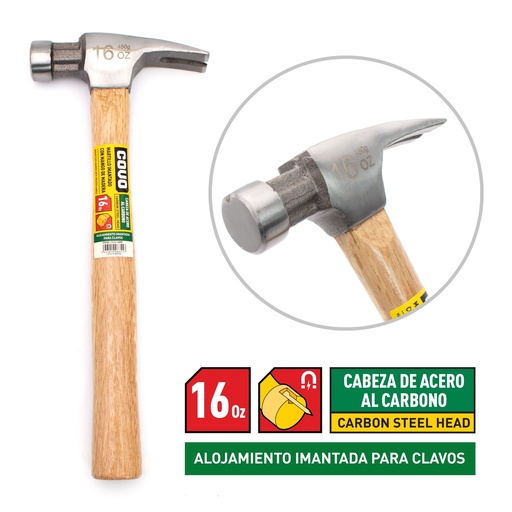 [7-415] MARTILLO C/MANGO DE MADERA 16 OZ COVO 7-415