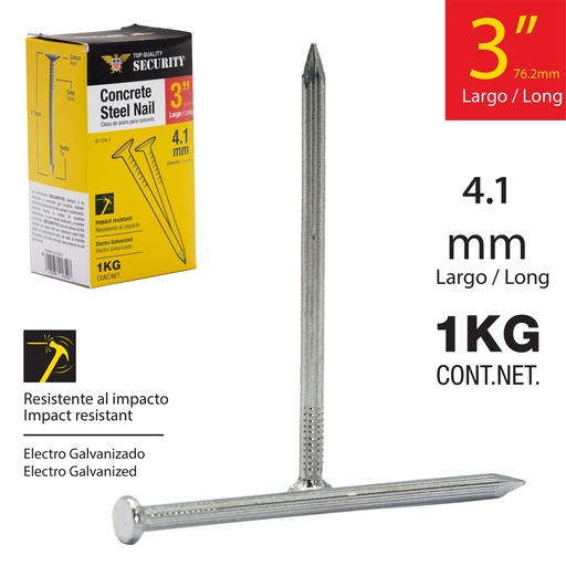 [7-431] CLAVOS CONCRETO 3" 1KG  SECURITY 7-431