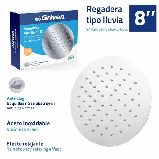 [7-436] REGADERA REDONDA 8" GRIVEN 7-436