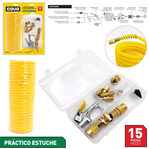 [7-461] JUEGO DE ACOPLES P/COMPRESOR 15 PCS COVO 7-461