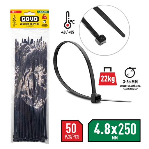 [7-469] TIRRAP 3.6mm x 200mm x 100 UNID NEGRO COVO 7-469