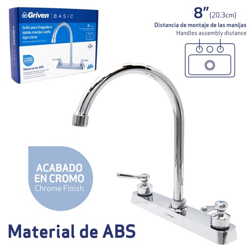 [7-498] LLAVE FREGADEROS DOBLE PLAST/CROM GRIVEN BASIC 7-498