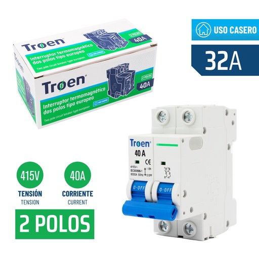 [7-557] BREAKER TERMOMAGNETICO 2P x 40 AMP TROEN 7-557