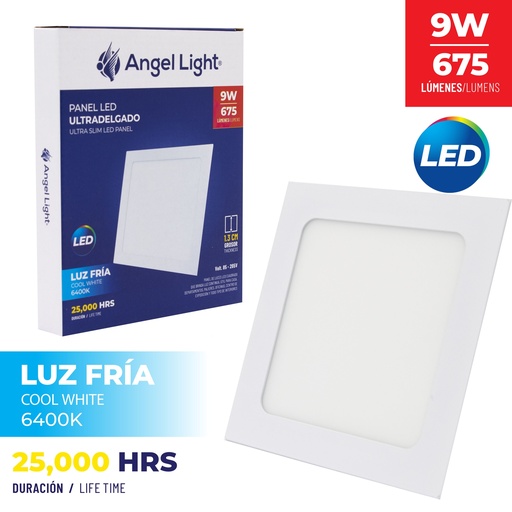 [7-566] PANEL LED EMP CUAD LUZ FRIA 9W ANGEL L 7-566