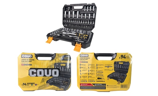 [7-572] JUEGO DADOS C/RACHET 1/2" - 1/4" 94PCS 7-572