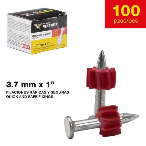 [7-579] CLAVOS DE IMPACTO 3.7 MM x 1" x 100 UNID SECURITY 7-579