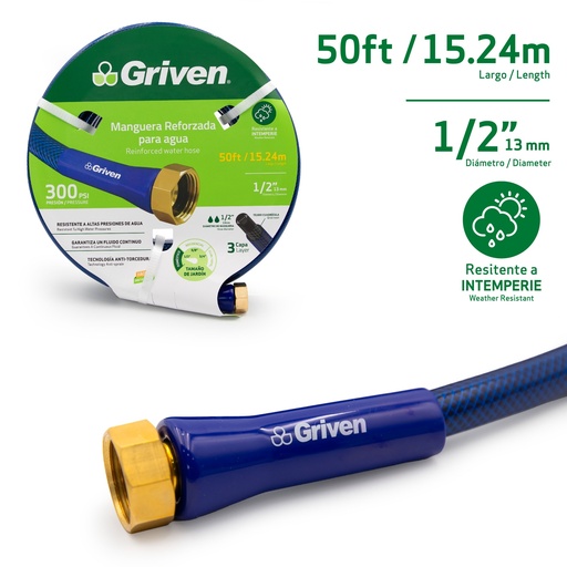 [7-594] MANGUERA CUL C/CONEX 1/2" x 15,24 MTS GRIVEN 7-594