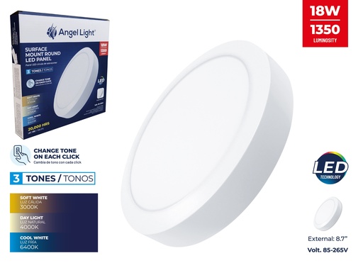 [7-609] PANEL LED SUPER BLANC RED 18W 3 TONOS ANGEL LIGHT 7-609