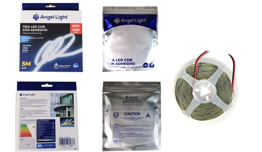 [7-614] CINTA LED COB BLANCA 5 MTS x 50W C/ADHESIVO ANGEL LIGHT 7-614