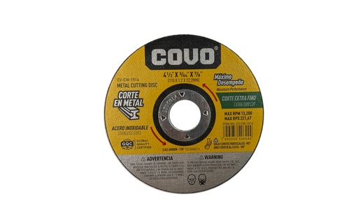 [7-707] DISCO C/METAL EXTRA FINO 4 1/2" x 3/64" COVO (PLANO) 7-707