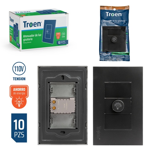 [7-778] INTERRUPTOR DIMMER NEGRO TROEN 7-778