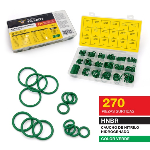 [7-831] SET O-RING VERDE x 270 UNID SECURITY 7-831