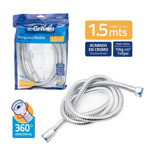 [7-836] MANGUERA P/DUCHA TELEFONO x bi 1.5MTS GRIVEN 7-836