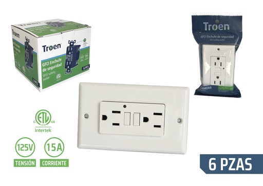 [7-841] TOMA DOBLE C/TIERRA C/PROTECCION GFCI TROEN 7-841